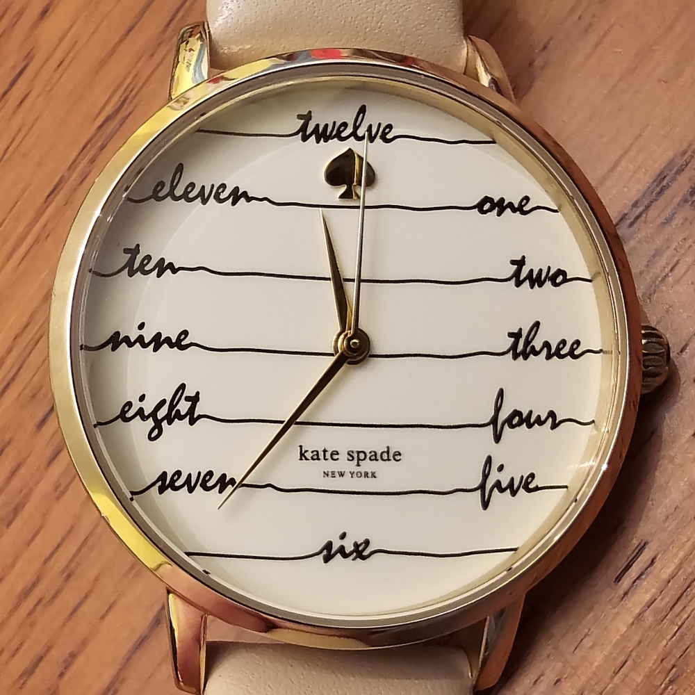 Kate Spade Metro Chalkboard Gold Beige Watch